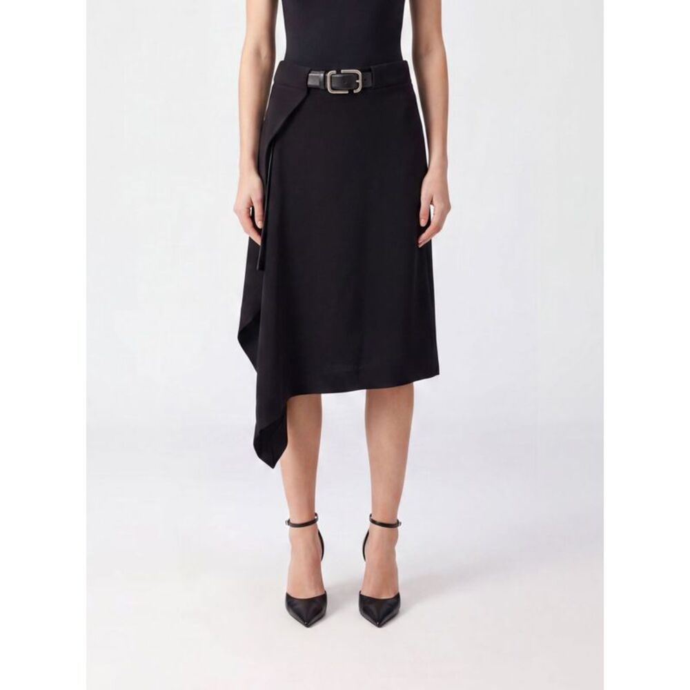 Asymmetrical Virgin Wool Midi Skirt The Attico With Adjustable Belt